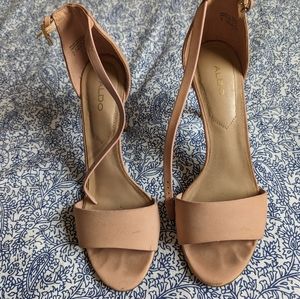 Aldo Faux Suede Blush Pink Strap Heels